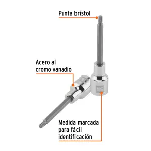 Dado punta larga bristol M5, cuadro 1/2