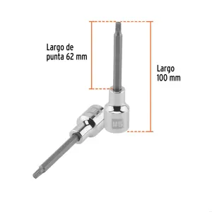 Dado punta larga bristol M5, cuadro 1/2