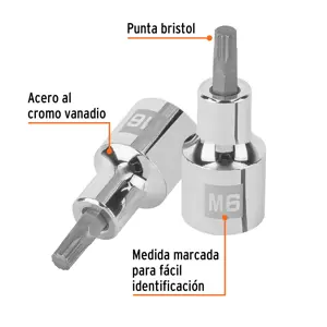 Dado punta corta bristol M6, cuadro 1/2