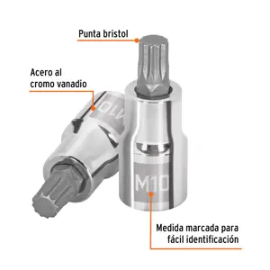 Dado punta corta bristol M10, cuadro 1/2