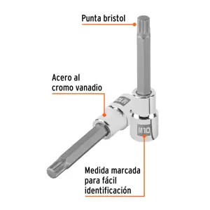 Dado punta larga bristol M10, cuadro 1/2