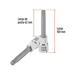 Dado punta larga bristol M10, cuadro 1/2