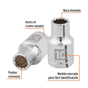 Dado de 10 mm, 12 puntas, cuadro 1/2