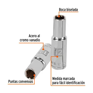 Dado largo de 12 mm, 6 puntas, cuadro 1/2