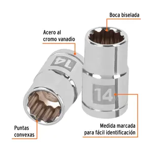 Dado de 14 mm, 12 puntas, cuadro 1/2