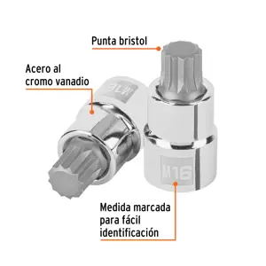 Dado punta corta bristol M16, cuadro 1/2