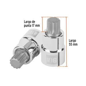 Dado punta corta bristol M16, cuadro 1/2