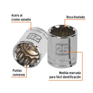 Dado de 25 mm, 12 puntas, cuadro 1/2