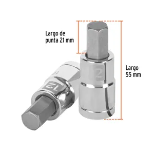 Dado punta hexagonal de 12 mm, cuadro 1/2