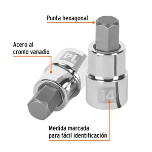 Dado punta hexagonal de 14 mm, cuadro 1/2