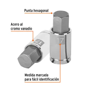 Dado punta hexagonal de 17 mm, cuadro 1/2