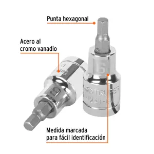 Dado punta hexagonal de 6 mm, cuadro 1/2