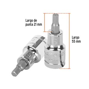 Dado punta hexagonal de 6 mm, cuadro 1/2