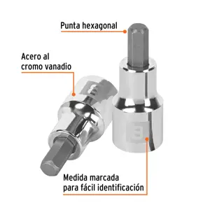 Dado punta hexagonal de 8 mm, cuadro 1/2