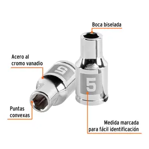 Dado de 5 mm, 6 puntas, cuadro 1/4