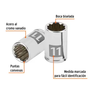 Dado de 11 mm, 12 puntas, cuadro 1/4