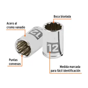 Dado de 12 mm, 12 puntas, cuadro 1/4