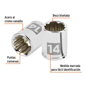 Dado de 14 mm, 12 puntas, cuadro 1/4