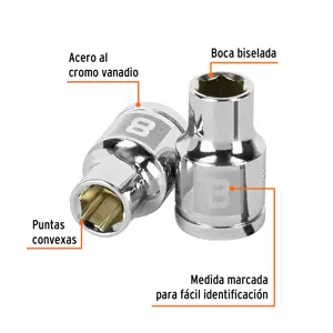 Dado de 8 mm, 6 puntas, cuadro 3/8