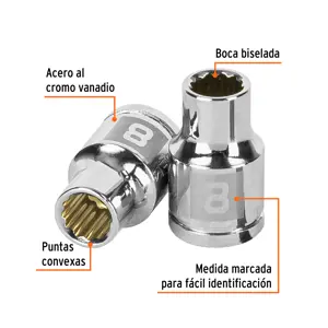 Dado de 8 mm, 12 puntas, cuadro 3/8