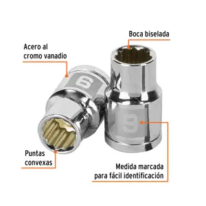 Dado de 9 mm, 12 puntas, cuadro 3/8