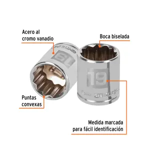 Dado de 19 mm, 12 puntas, cuadro 3/8