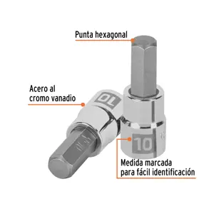 Dado punta hexagonal de 10 mm, cuadro 3/8