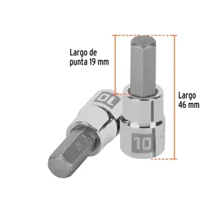 Dado punta hexagonal de 10 mm, cuadro 3/8