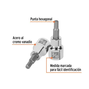 Dado punta hexagonal de 3/16