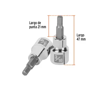 Dado punta hexagonal de 3/16