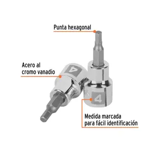 Dado punta hexagonal de 4 mm, cuadro 3/8