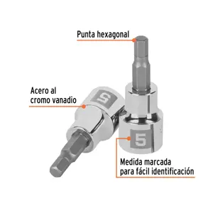 Dado punta hexagonal de 5 mm, cuadro 3/8