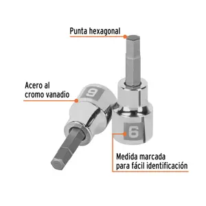 Dado punta hexagonal de 6 mm, cuadro 3/8