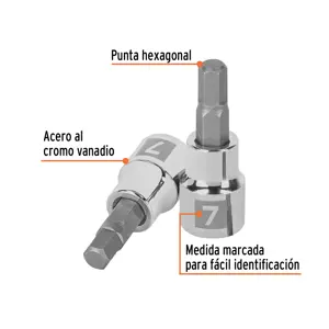 Dado punta hexagonal de 7 mm, cuadro 3/8