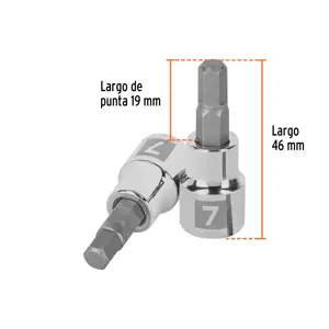 Dado punta hexagonal de 7 mm, cuadro 3/8