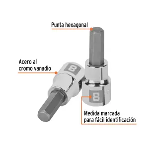 Dado punta hexagonal de 8 mm, cuadro 3/8