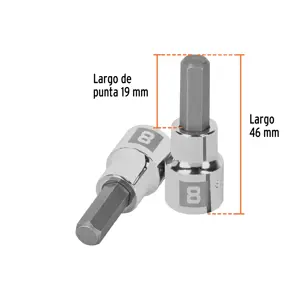 Dado punta hexagonal de 8 mm, cuadro 3/8