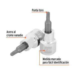 Dado punta torx T-20, cuadro 3/8