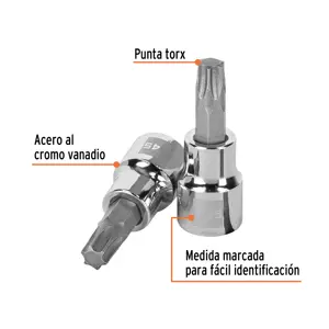 Dado punta torx T-45, cuadro 3/8