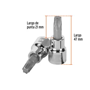 Dado punta torx T-45, cuadro 3/8