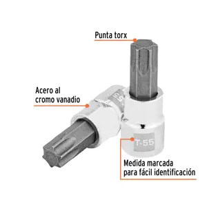 Dado punta torx T-55, cuadro 3/8