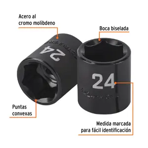 Dado de impacto de 24 mm, 6 puntas, cuadro 1/2