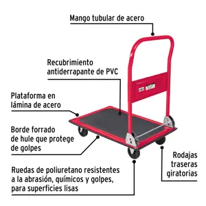 Carro de carga plegable tipo plataforma, 150 kg, Pretul