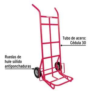 Pretul Diablo de carga de 300 kg, ruedas sólidas, doble balero