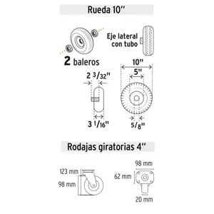 Pretul Diablo de carga de 385 kg, de plataforma, ruedas neumáticas