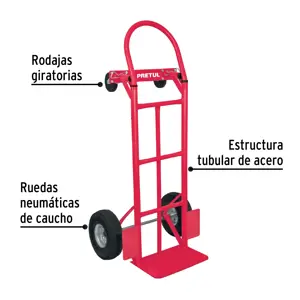 Pretul Diablo de carga de 385 kg, de plataforma, ruedas neumáticas