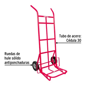 Pretul Diablo de carga de 400 kg, ruedas sólidas, doble balero