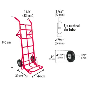 Pretul Diablo de carga de 450 kg, ruedas sólidas, doble balero