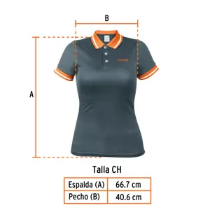 Playera polo performance para mujer, gris, CH, Truper