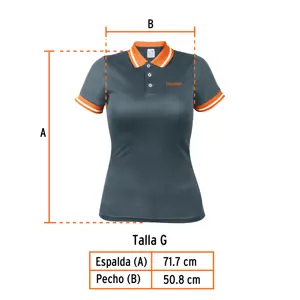 Playera polo performance para mujer, gris, G, Truper